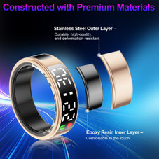 Smart Ring with Display Screen & Touch Button,Bluetooth Connection for Women Men,Fitness Tracker Sleep Monitoring Waterproof(Gold-11#) product image