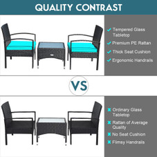 3-Piece Patio Rattan Furniture Set with Coffee Table product image