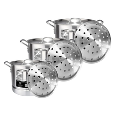 6-Piece Aluminum Stock Pot Set with Lid and Steamer Insert product image