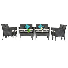 Rattan Outdoor 8-Piece Beige Cushion Patio Set product image