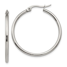 Stainless Steel Polished 32.5mm Hoop Earrings product image