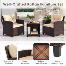 3-Piece Patio Sofa Set with Tempered Glass Tabletop product image