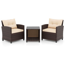 3-Piece Patio Sofa Set with Tempered Glass Tabletop product image
