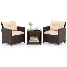 3-Piece Patio Sofa Set with Tempered Glass Tabletop product image