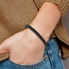 Men's Stainless Steel Polished Black Leather Bracelet product image