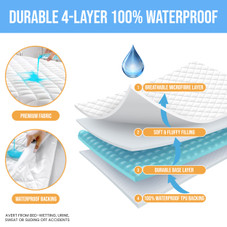 100% Waterproof Quilted Mattress Pad, Soft & Noiseless Topper product image
