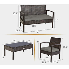 Black Rattan 4-Piece Patio Furniture Set product image