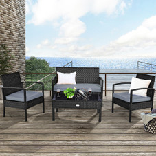 Black Rattan 4-Piece Patio Furniture Set product image