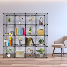 16-Cube Stackable Metal Grid Modular Shelves product image
