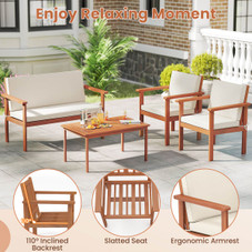 Acacia Wood Conversation Set with Seat and Back Cushions (4- or 8-Piece Set) product image