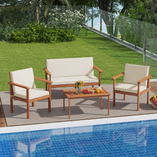 Acacia Wood Conversation Set with Seat and Back Cushions (4- or 8-Piece Set) product image