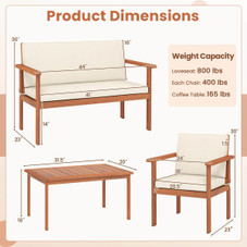 Acacia Wood Conversation Set with Seat and Back Cushions (4- or 8-Piece Set) product image