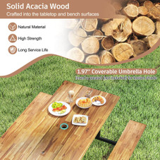6-Person Acacia Wood Picnic Table with Umbrella Hole product image