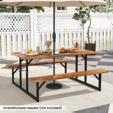 6-Person Acacia Wood Picnic Table with Umbrella Hole product image
