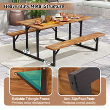 6-Person Acacia Wood Picnic Table with Umbrella Hole product image