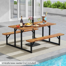 6-Person Acacia Wood Picnic Table with Umbrella Hole product image