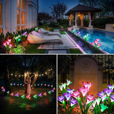 Solar Powered Garden Flowers with Lights (4-Pack) product image