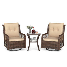 3-Piece Patio Furniture Set with 2-Tier Side Table and Cushions product image