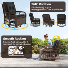 3-Piece Patio Furniture Set with 2-Tier Side Table and Cushions product image