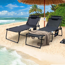 Oversize Folding Chaise Lounge with Adjustable Backrest and Footrest product image