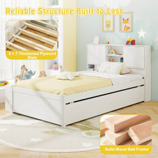 Twin-Size Bed Frame with Roll-Out Trundle and Storage product image