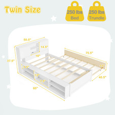 Twin-Size Bed Frame with Roll-Out Trundle and Storage product image