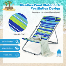 Portable Beach Chair with Headrest and Adjustable Backrest (Set of 2) product image