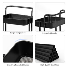 3-Tier Utility Cart Storage Rolling Cart with Casters product image