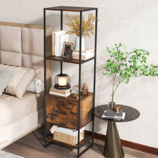 5-Tier Bookshelf with Open Shelves and Drawers product image