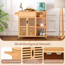35.5" Bamboo Kitchen Island Cart with Lockable Wheels  product image