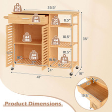 35.5" Bamboo Kitchen Island Cart with Lockable Wheels  product image