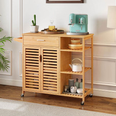 35.5" Bamboo Kitchen Island Cart with Lockable Wheels  product image