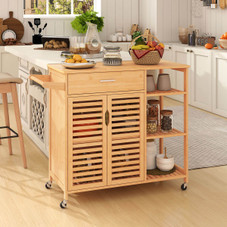 35.5" Bamboo Kitchen Island Cart with Lockable Wheels  product image