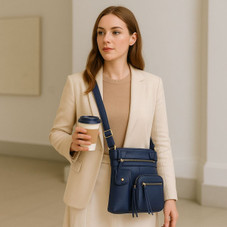 Super Soft Genuine Leather Crossbody Bag with Top Belt Accent product image