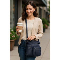 Super Soft Genuine Leather Crossbody Bag with Top Belt Accent product image Super Soft Genuine Leather Crossbody Bag with Top Belt Accent product image
