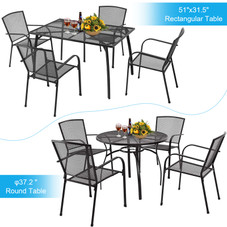 Round or Rectangle 5-Piece Metal Outdoor Patio Dining Set product image