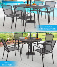Round or Rectangle 5-Piece Metal Outdoor Patio Dining Set product image