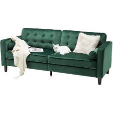 Saddle Brown or Green Velvet 84.2-Inch Mid-Century Sofa product image