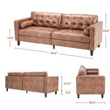 Saddle Brown or Green Velvet 84.2-Inch Mid-Century Sofa product image