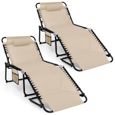 Oversize Folding Chaise Lounge with Adjustable Backrest and Footrest product image