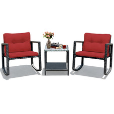 3-Piece Patio Rattan Rocking Chair Furniture Set product image 3-Piece Patio Rattan Rocking Chair Furniture Set product image