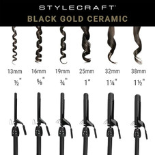 StyleCraft Stay-Temp Black Gold Professional Curling Iron  product image