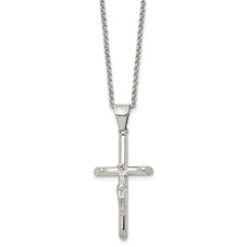 Stainless Steel Polished Crucifix 22in Necklace product image