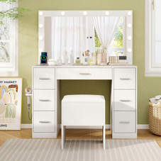 Vanity Desk with Mirror and Stool  product image Vanity Desk with Mirror and Stool  product image