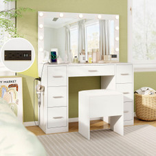 Vanity Desk with Mirror and Stool  product image Vanity Desk with Mirror and Stool  product image