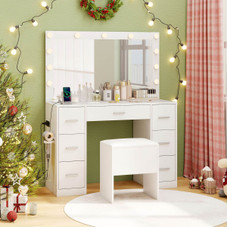 Vanity Desk with Mirror and Stool  product image Vanity Desk with Mirror and Stool  product image