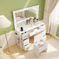 Vanity Desk with Mirror and Stool  product image Vanity Desk with Mirror and Stool  product image