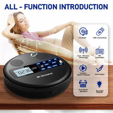Rechargeable Portable CD Player with Dual Speakers and Anti Skip,CD,Dual Bluetooth,FM Transmission,USB,AUX,LCD Display,Backlit Button,Repeat-Black product image Rechargeable Portable CD Player with Dual Speakers and Anti Skip,CD,Dual Bluetooth,FM Transmission,USB,AUX,LCD Display,Backlit Button,Repeat-Black product image