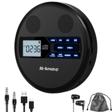 Rechargeable Portable CD Player with Dual Speakers and Anti Skip,CD,Dual Bluetooth,FM Transmission,USB,AUX,LCD Display,Backlit Button,Repeat-Black product image Rechargeable Portable CD Player with Dual Speakers and Anti Skip,CD,Dual Bluetooth,FM Transmission,USB,AUX,LCD Display,Backlit Button,Repeat-Black product image