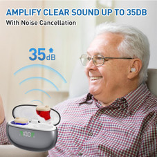 Rechargeable Hearing Aids for Seniors with Noise Cancelling 16-Channel Digital Chip Volume Control Invisible OTC Hearing Aids not Amplifiers product image